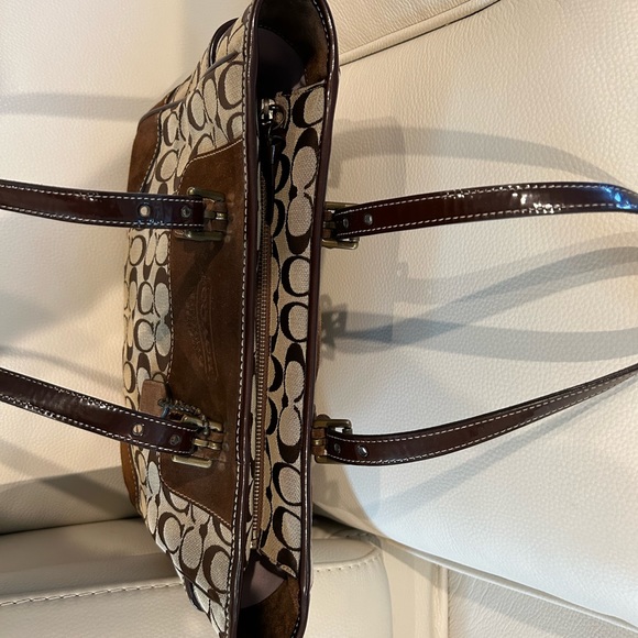 Vintage COACH G04Q-1443 TAN LEATHER SUEDE Signature C TOTE BAG - Picture 5 of 13